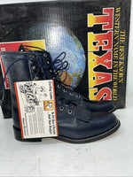 New Women’s Blue Lace Up Texas Brand Cowboy Boots. 4445 7 M. 18-76
