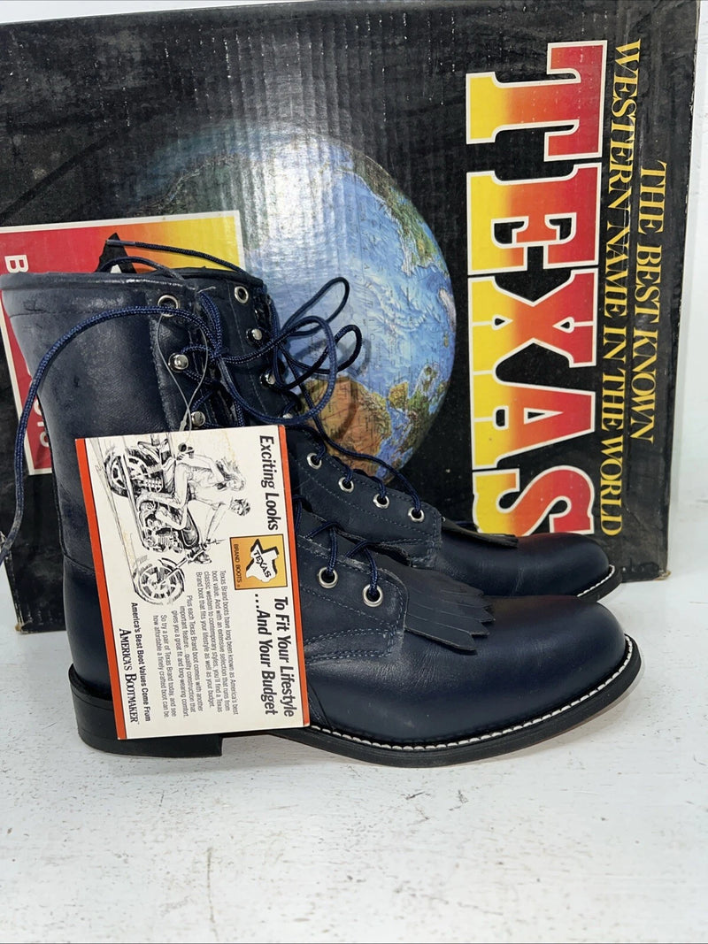 New Women’s Blue Lace Up Texas Brand Cowboy Boots. 4445 7 M. 18-76