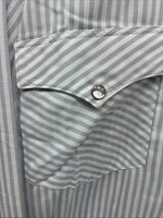 New Men’s H Bar C Blue White Stripe Long Sleeve Pearl Snap 16 X 33 Large R-29