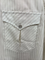 New Men’s H Bar C White Stripe Designed Long Sleeve Pearl Snap 15 Medium O-64