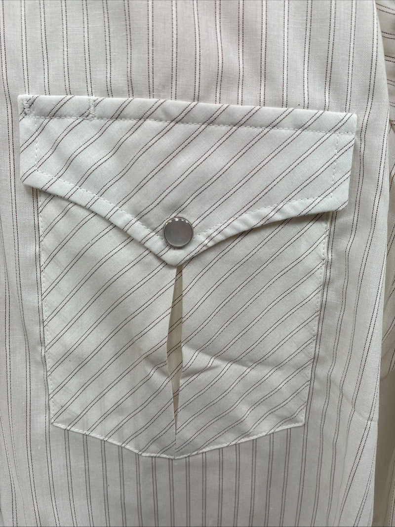 New Men’s H Bar C White Stripe Designed Long Sleeve Pearl Snap 15 Medium O-64