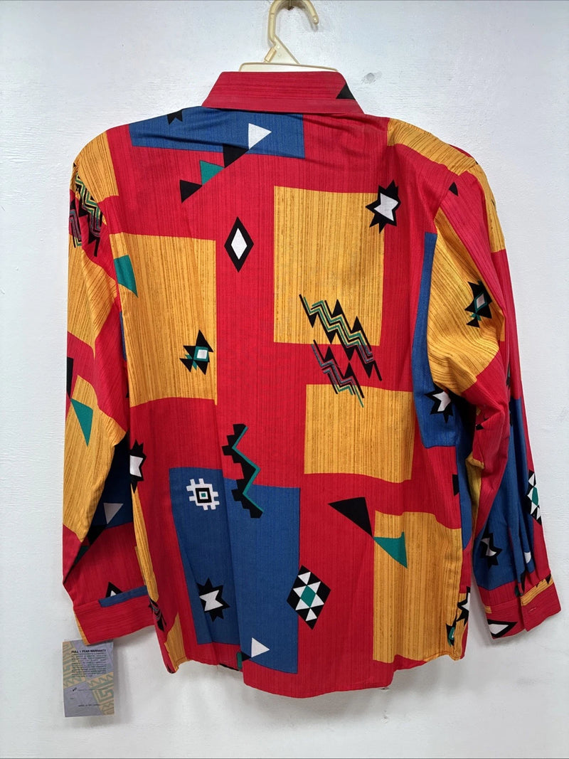 New Women’s Wrangler Multicolor Design Long Sleeve Button Up Large MM-135