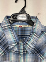 New Women’s Cumberland Blue Purple Plaid Long Sleeve Pearl Snap Size 1X TT-114