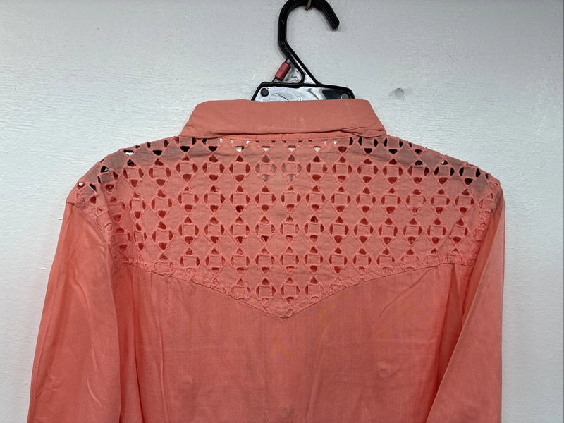 New Women’s Cumberland Pink Designed Long Sleeve Pearl Snap Small II-100