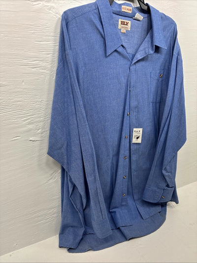 New Men’s ELY Blue Jean Color Long Sleeve Button Up 20.5 X 36 4XL E-50
