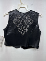 New Women’s 1848 RanchWear Black Rhinestone Sleeveless Vest Zip Up Large YY-43