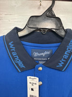 New Men’s Wrangler Blue Black Short Sleeve Polo Shirt XL R-37