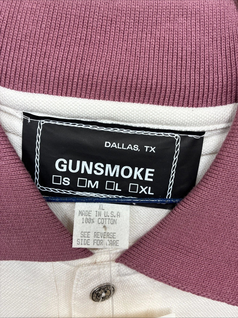 New Men’s Gun Smoke White Red Western Design Short Sleeve Polo Shirt XL H-85