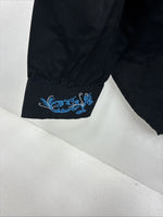 New Women’s Cumberland Black Blue Design Long Sleeve Pearl Snap Large GG-87
