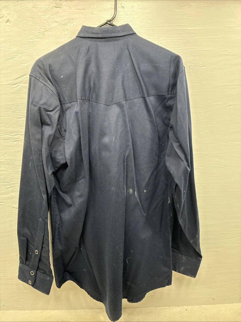 New Men’s H Bar C Navy Blue Long Sleeve Pearl Snap Large DD-9