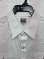 New Men’s ELY cattleman White Long Sleeve Pearl Snap 18.5 X 35 2XL H-36
