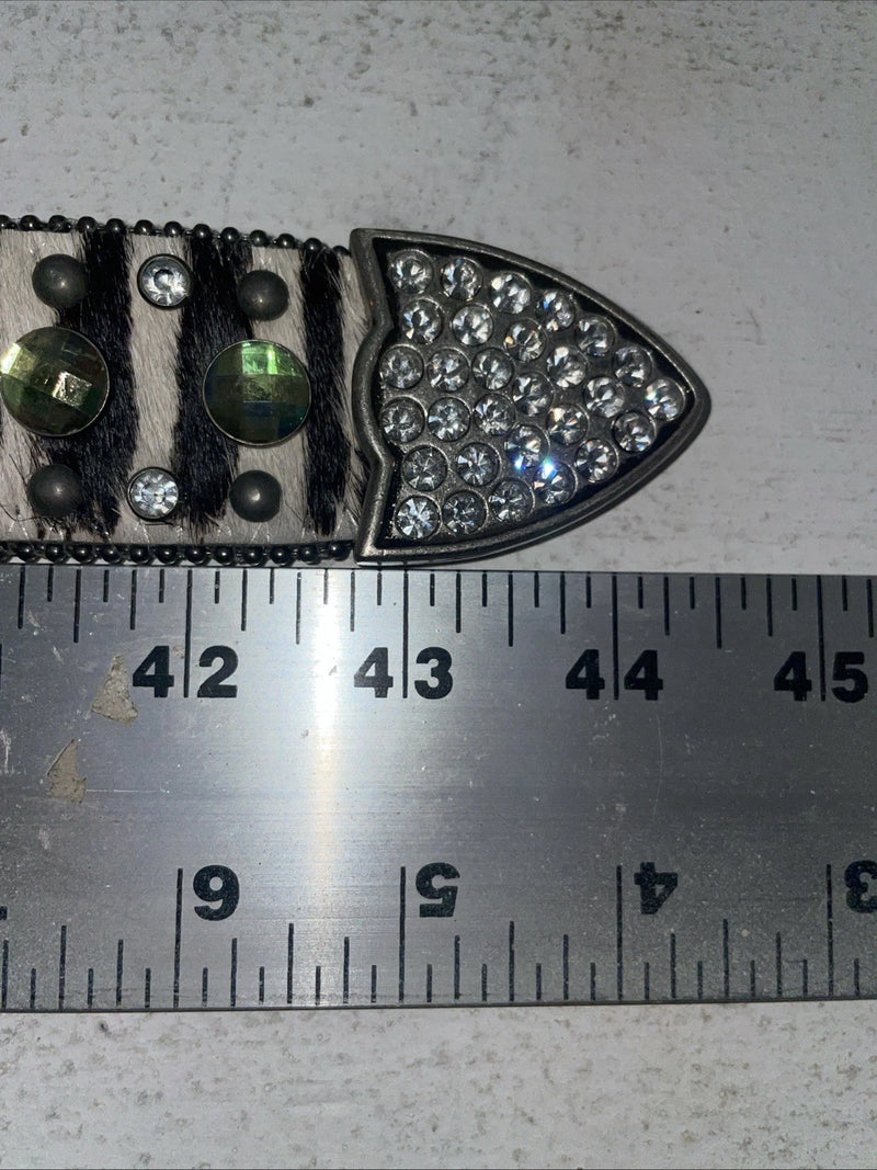 New Black And White Genuine Leather Nocona Rainbow Bling M Belt #N1330999 Z-27