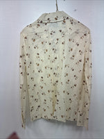 New Women’s Panhandle Slim Yellow Floral Long Sleeve Pearl Snap Size 12 KK-36