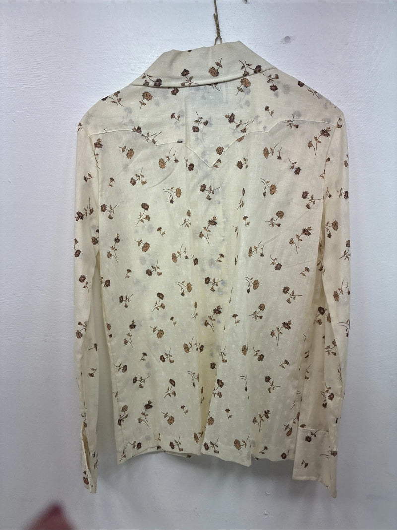 New Women’s Panhandle Slim Yellow Floral Long Sleeve Pearl Snap Size 12 KK-36