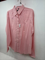 New Women’s White Horse Pink Gem Long Sleeve Pearl Snap XL II-2