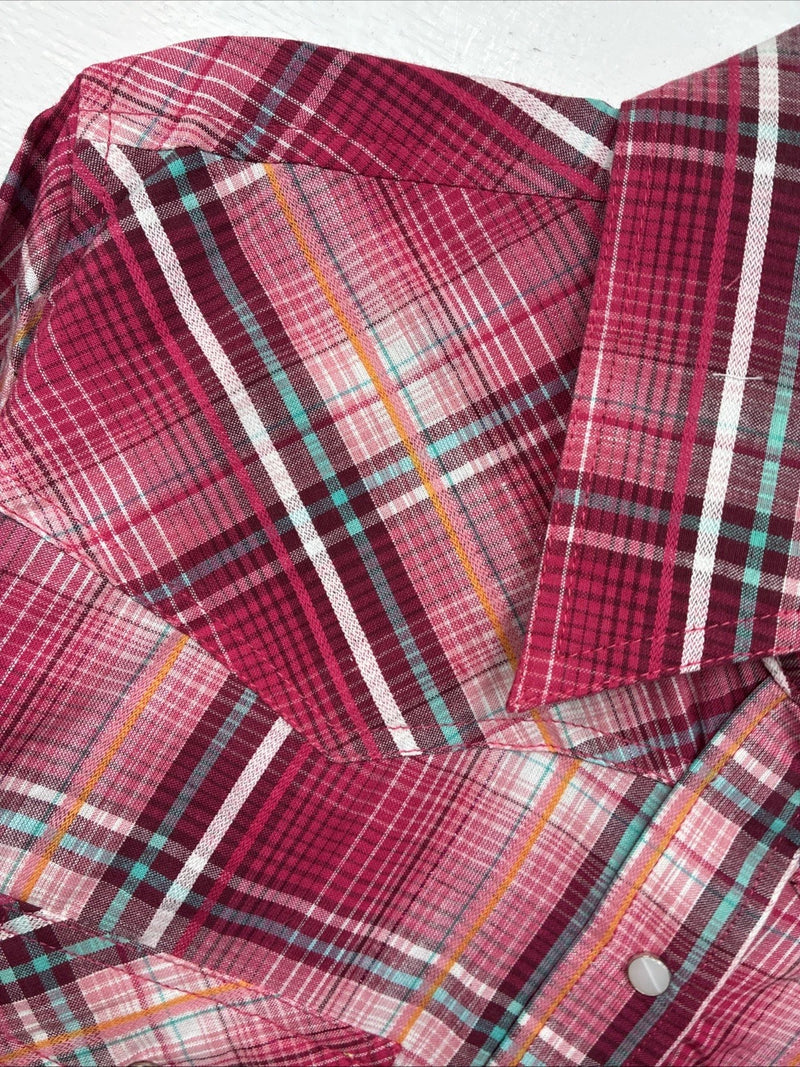 New Women’s Cumberland Pink Plaid Long Sleeve Pearl Snap Large GG-28
