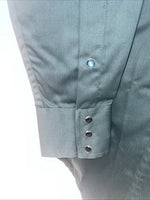 New Men’s Western Express Blue Green Long Sleeve Pearl Snap Medium B-104