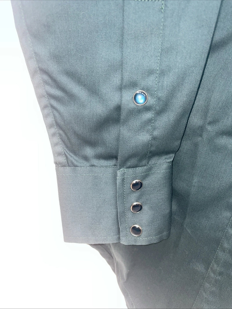 New Men’s Western Express Blue Green Long Sleeve Pearl Snap Medium B-104