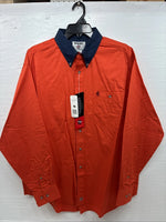 New Men’s Wrangler PBR Orange Long Sleeve Button Up XL J-27