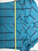 New Men’s ELY Diamond Blue Plaid Long Sleeve Pearl Snap Large CC-40