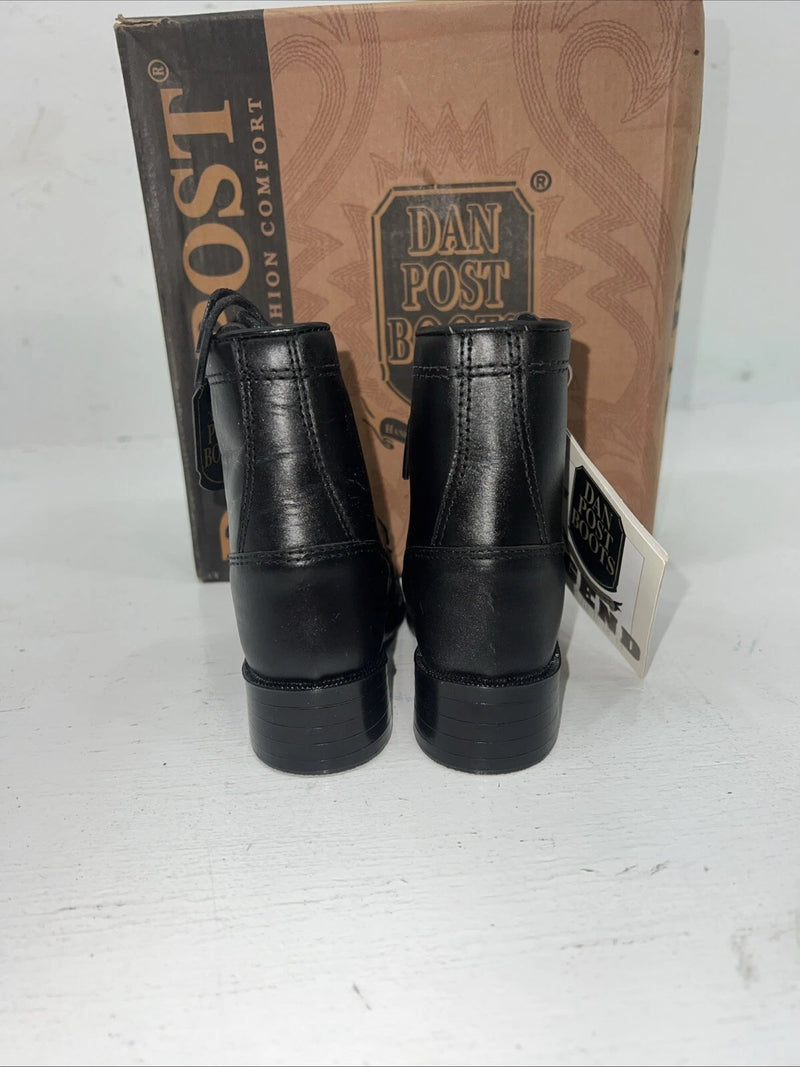 New Infant Dan Post Black Ostrich Print Lace Up Cowboy Boots. 4.5  4 1/2 D. 24-2