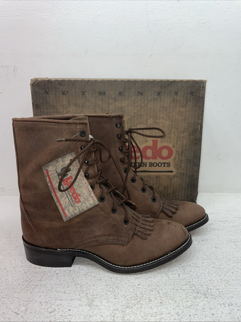 New Men’s Brown Lace Up Laredo Cowboy Boots. 1225 7.5 7 1/2 E E. 1-60