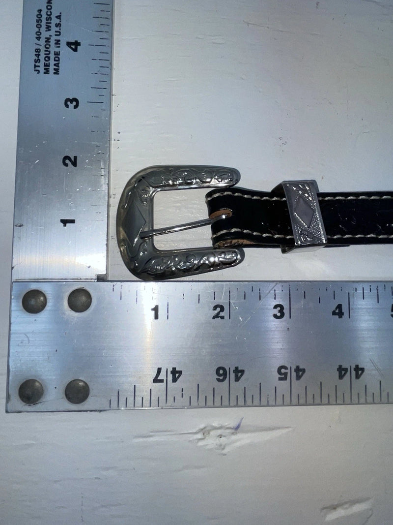 New Black Genuine Leather Tooled 28” Belt #101 Z-132