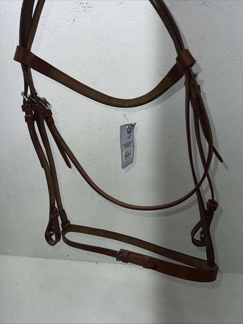 New Tough 1 Leather Brown Square Raised English Bridle And Reins #20-7556 Y-34