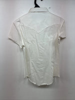New Women’s Denũm Jeans White Short Sleeve Pearl Snap Shirt Small MM-72