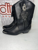 New Children’s Black Dingo Cowboy Boots With Fringe. 11.5 11 1/2 D. 24-117