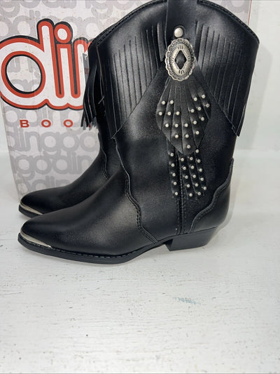New Children’s Black Dingo Cowboy Boots With Fringe. 11.5 11 1/2 D. 24-117