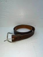 New Brown Genuine Leather Tooled 34” Belt #CL693 Z-163
