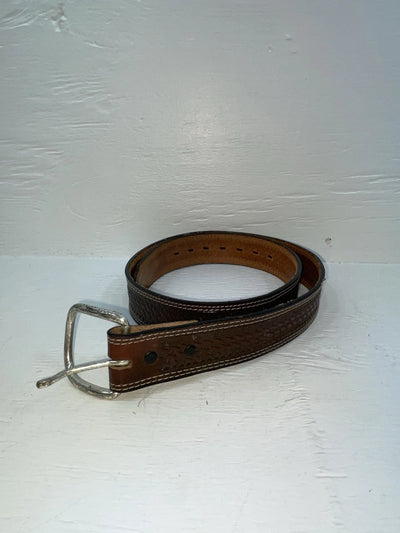 New Brown Genuine Leather Tooled 34” Belt #CL693 Z-163