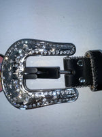 New Black Genuine Leather Blazin Roxx Silver Bling Cross L Belt #N3510401 Z-67