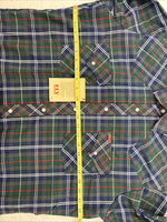 New Men’s ELY Plains Green Blue Plaid Long Sleeve Pearl Snap 16.5 Large  AA-12