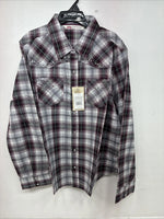 New Women’s Cumberland Purple Plaid Long Sleeve Pearl Snap 1XL GG-23