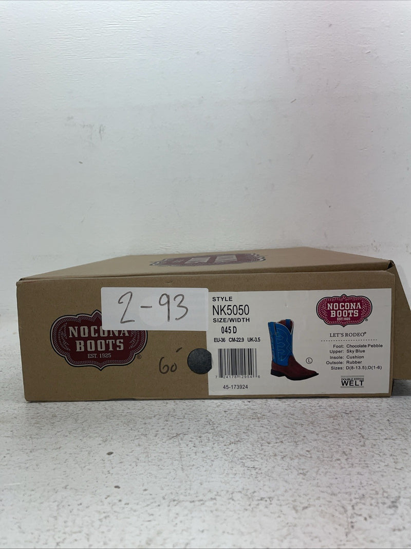 New Youth Blue Nocona Cowboy Boots. N K 5050 4.5 4 1/2 D. 2-93