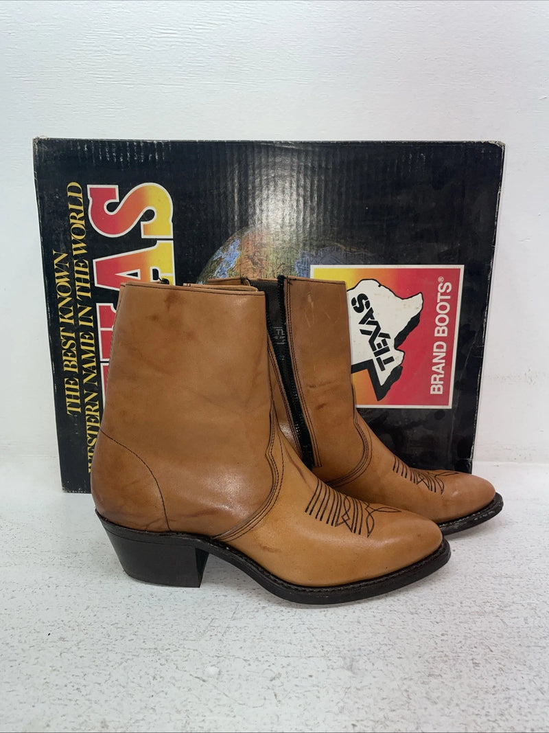 New Men’s Brown Texas Brand Cowboy Boots. M 354 8.5 8 1/2 D. 3-90