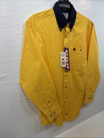 New Men’s Wrangler PBR Yellow Long Sleeve Button Up Medium K-44