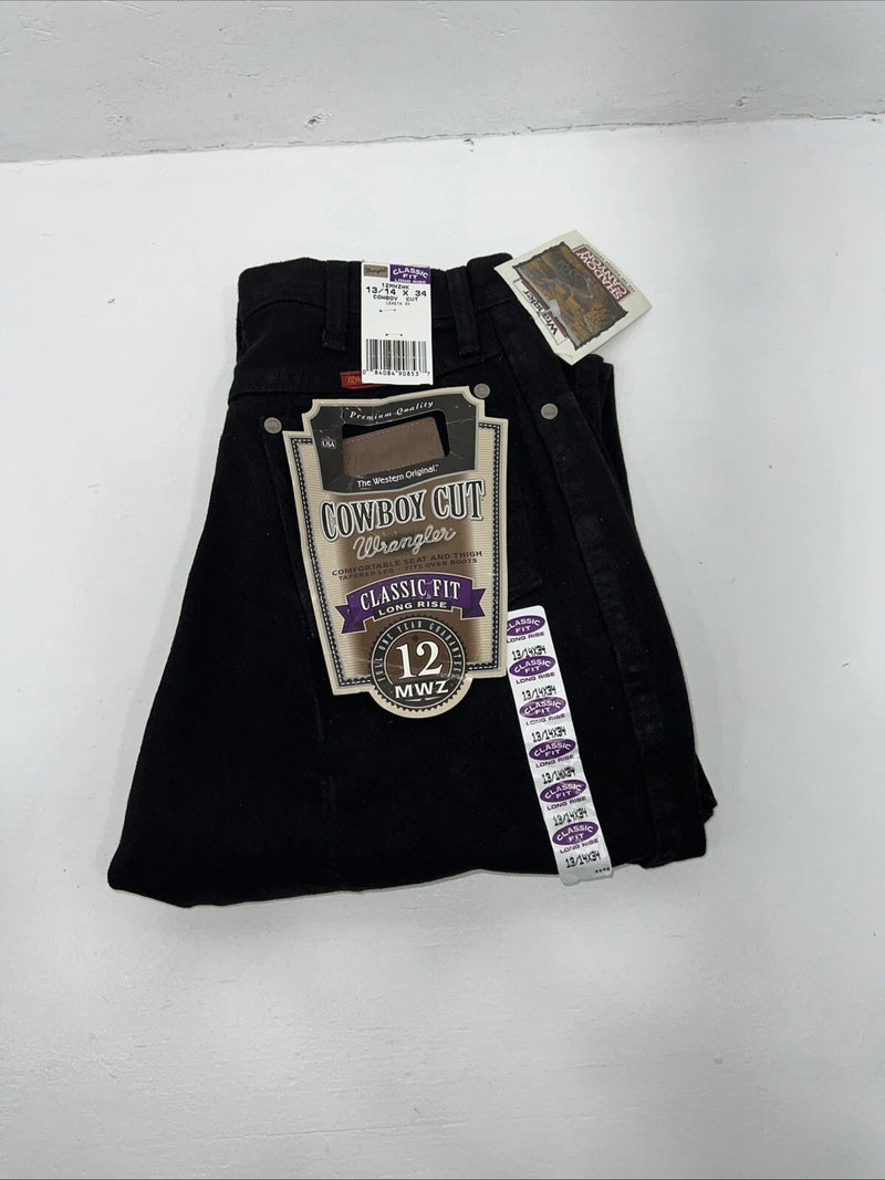 New Men’s Black Cowboy Cut Classic Fit Wrangler Jeans. 13/14x34 G-1