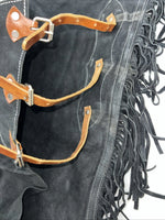 New Tough 1 Black Show Chaps With Fringe Adjustable Waist 46” N-24