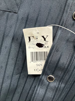 New Men’s ELY Cattleman Black Stripe Design Long Sleeve Pearl Snap 17.5 XL O-50
