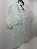 New Men’s White Horse White Stripe Short Sleeve Button Up XL T-9
