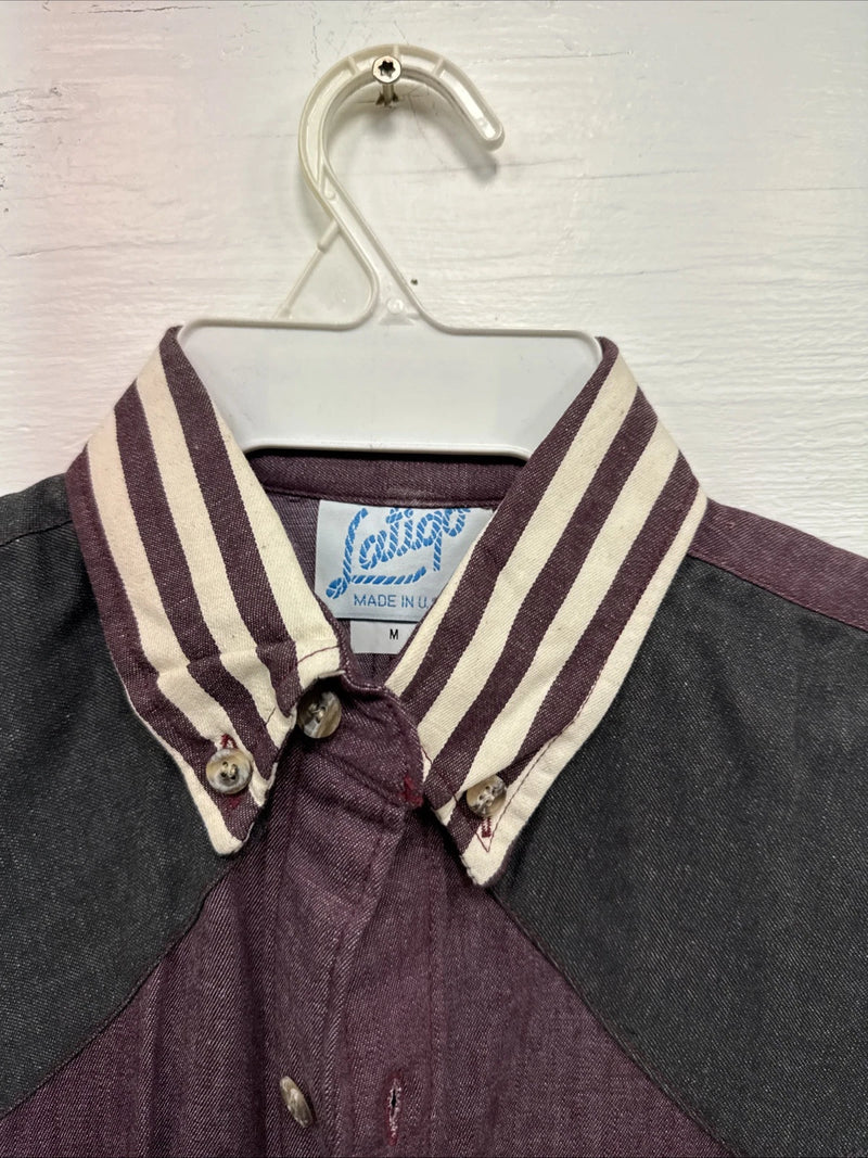 New Men’s Latigo Purple Green Long sleeve button up Medium B-79