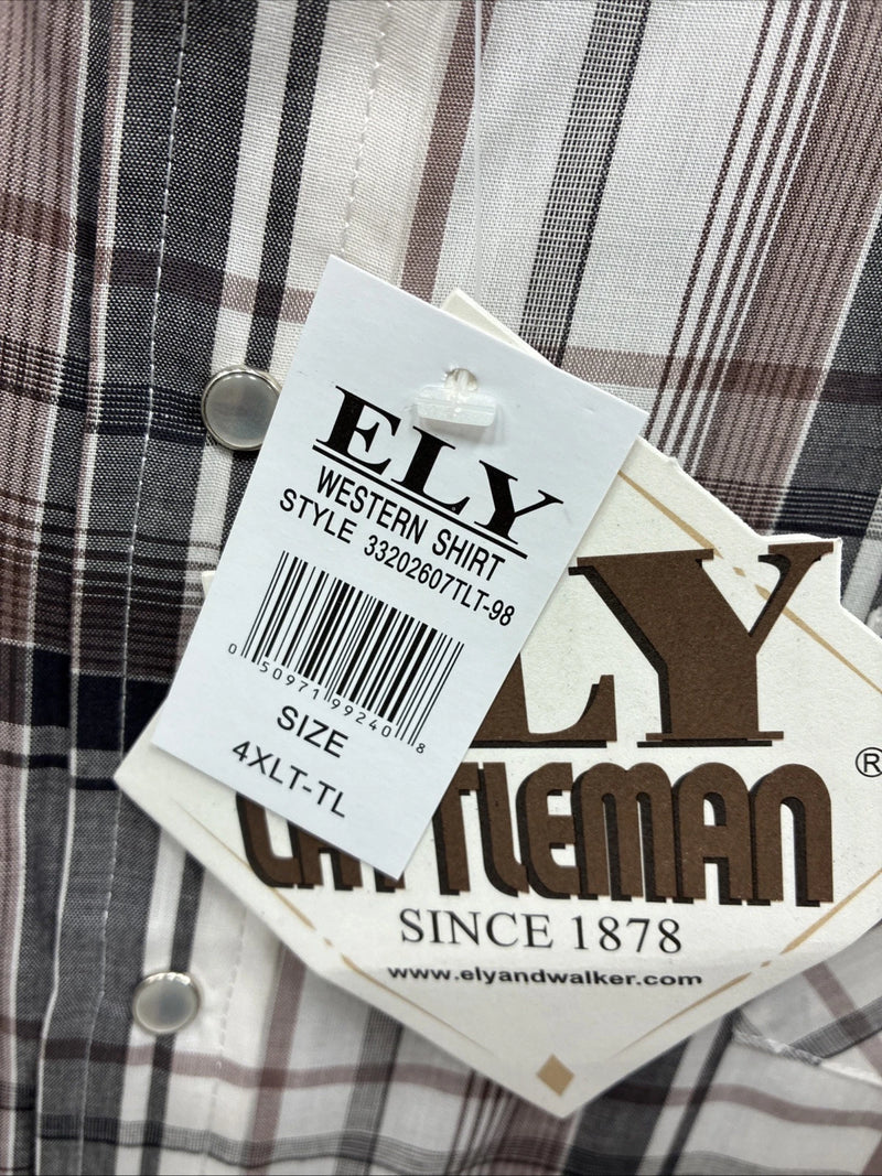 New Men’s ELY Cattleman Multiple Color Flannel Short Sleeve Pearl Snap 4XL E-85