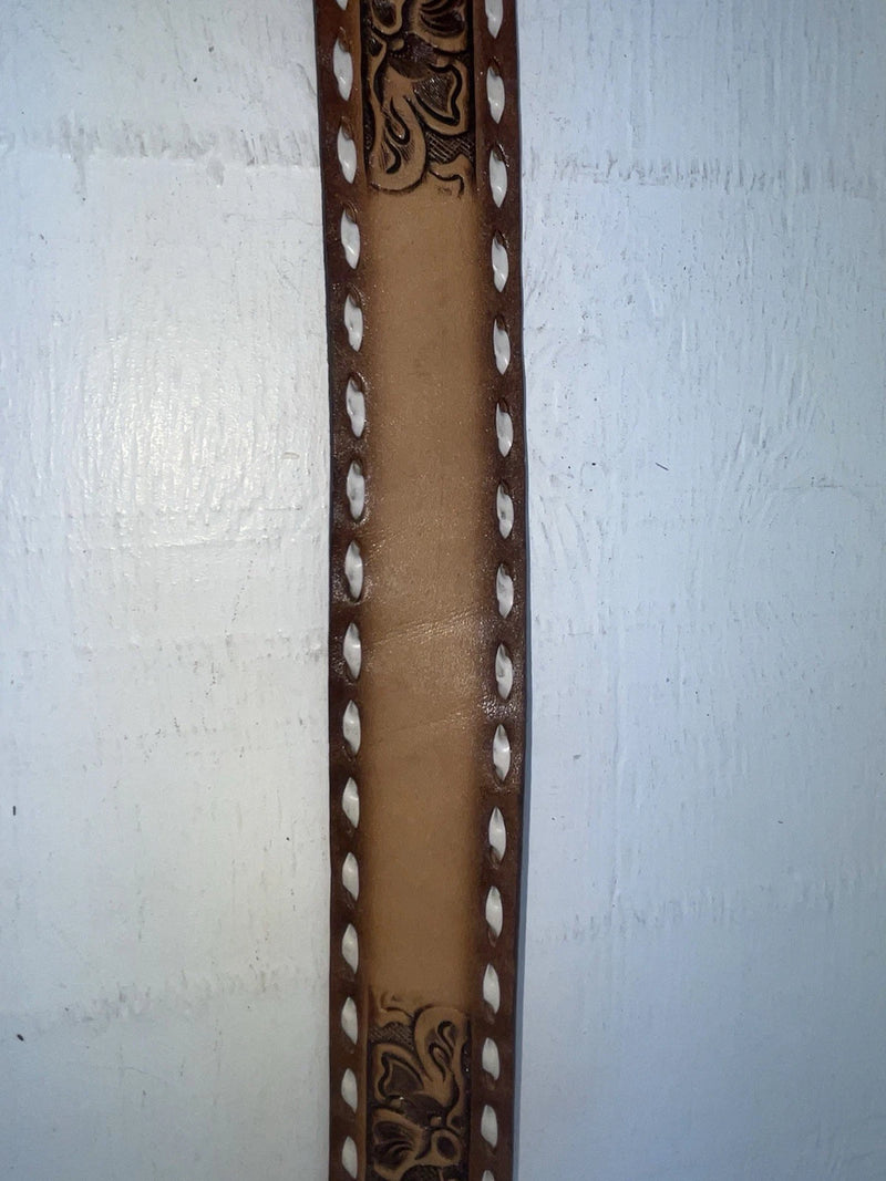New Brown Genuine Leather Weaved And Tooled 30” Belt #203 JJ-94
