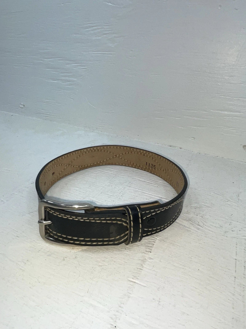 New Black Genuine Leather Stitched 18” Belt #1135 NN-77