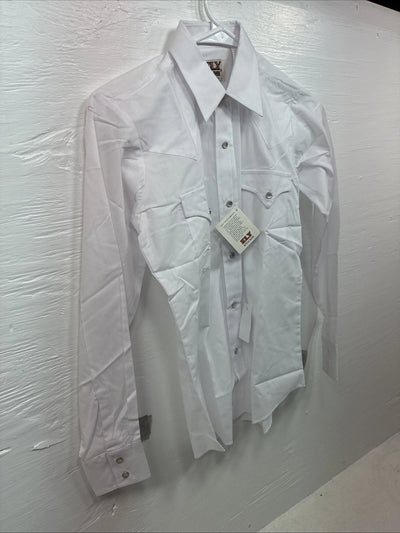 New Kids ELY Classic White Long Sleeve Pearl Snap Size 14 CC-118