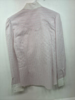 New Women’s H Bar C Pink Stripe Long Sleeve Button Up Size 36 LL-32