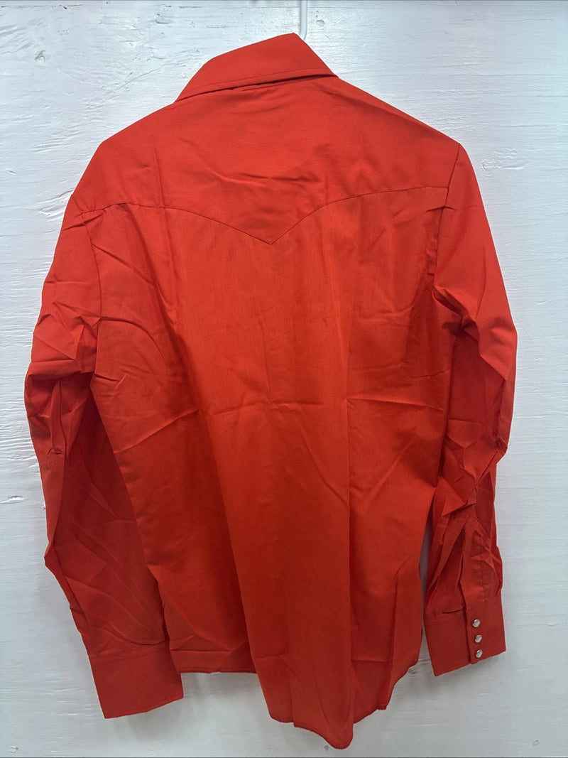 New Men’s Champion Western Orange Long Sleeve Pearl Snap 16 X 35 Large DD-46